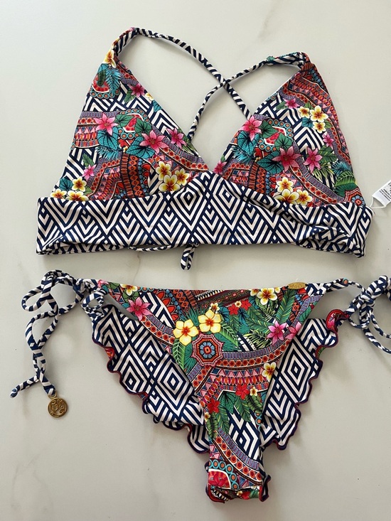 Luli Fama Other - Luli Fama Multicolor Floral & Navy Geometric Bikini
